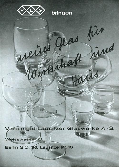 VLG Anzeige 1937, Wagenfeld Trinkgläser.