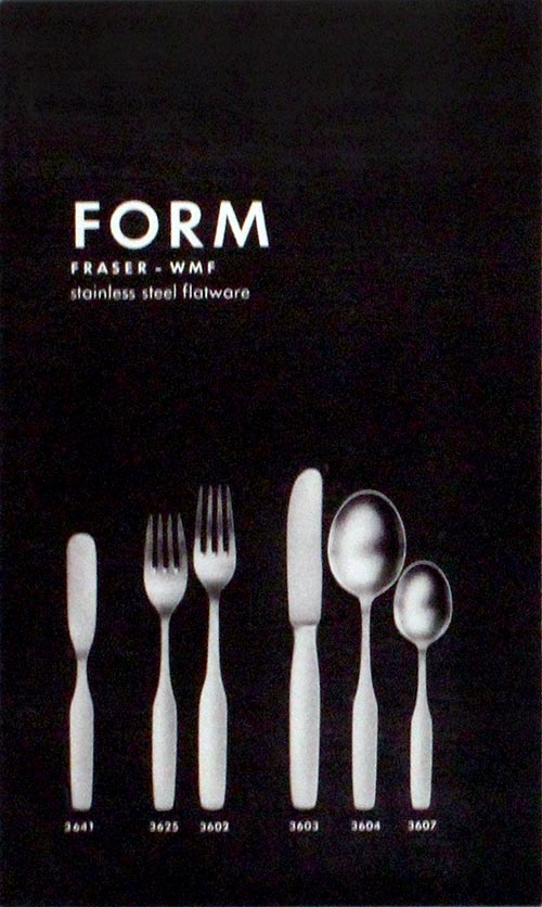 WMF FRASER Katalog 1952, Titelseite mit Wagenfeld Besteck „FORM“.