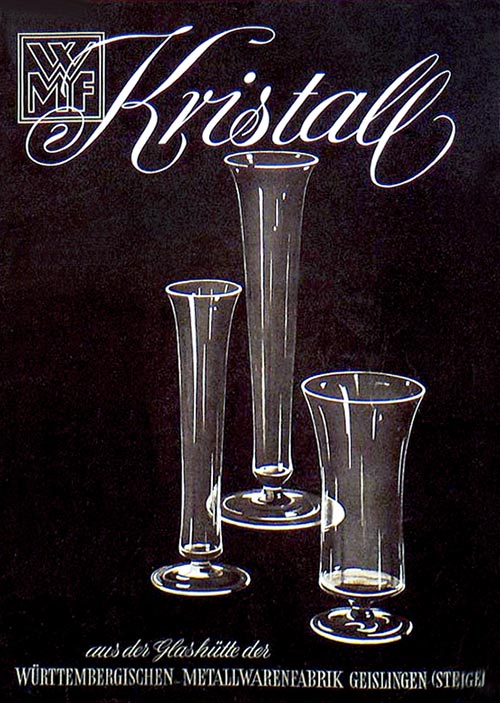 WMF Katalog 1951, Titelseite mit Wagenfeld Glasvasen.